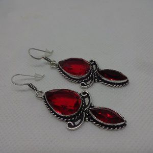 Gorgeous "RUBY" Handmade Sterling Dangle Earrings #240A